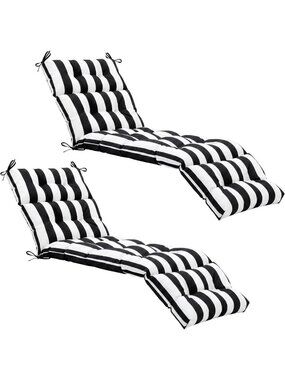 2 Pcs Soft Lounge Chair Cushions - 75x22x5 Inches, Black & White Stripes